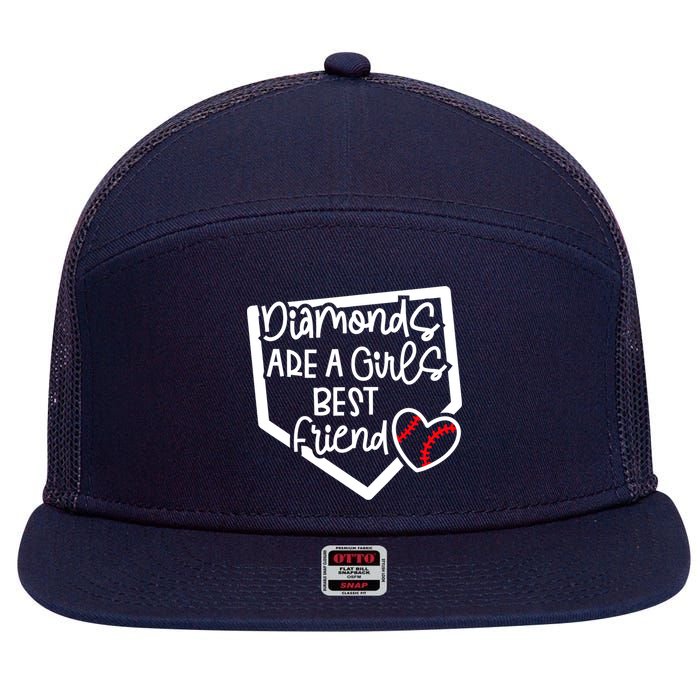 Funny Diamonds Are A Girls Best Friend Baseball Softball Mom 7 Panel Mesh Trucker Snapback Hat