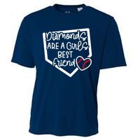 Funny Diamonds Are A Girls Best Friend Baseball Softball Mom Cooling Performance Crew T-Shirt