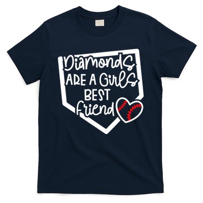 Funny Diamonds Are A Girls Best Friend Baseball Softball Mom T-Shirt