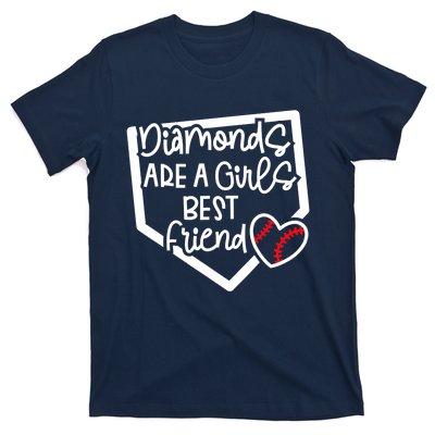 Funny Diamonds Are A Girls Best Friend Baseball Softball Mom T-Shirt