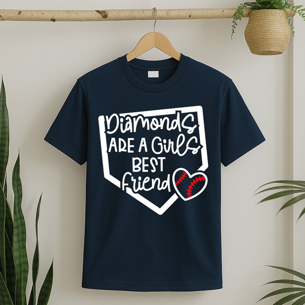 Funny Diamonds Are A Girls Best Friend Baseball Softball Mom T-Shirt