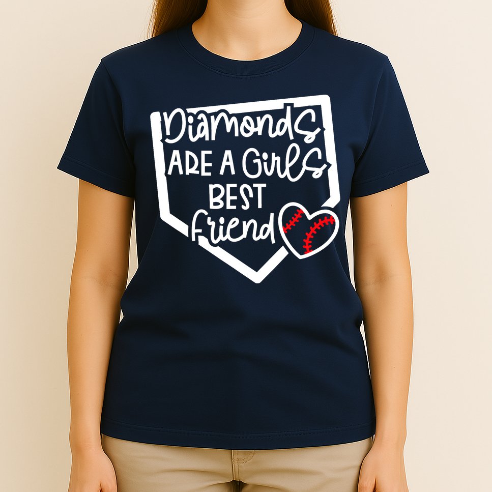 Funny Diamonds Are A Girls Best Friend Baseball Softball Mom T-Shirt
