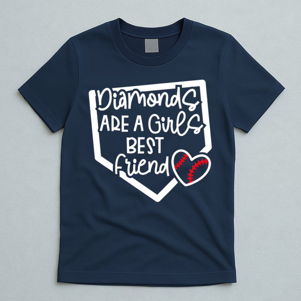 Funny Diamonds Are A Girls Best Friend Baseball Softball Mom T-Shirt