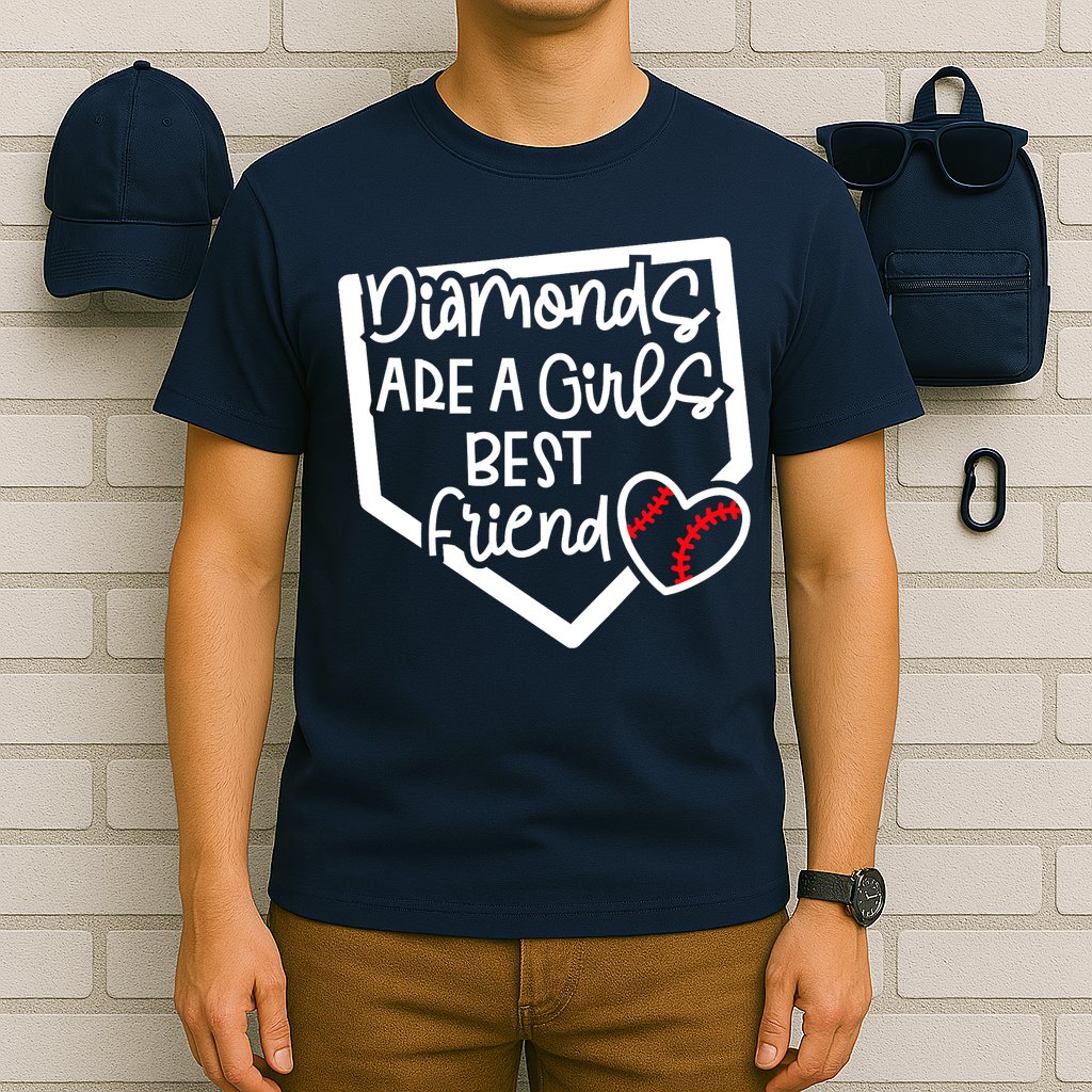 Funny Diamonds Are A Girls Best Friend Baseball Softball Mom T-Shirt
