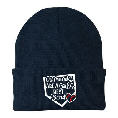 Funny Diamonds Are A Girls Best Friend Baseball Softball Mom Knit Cap Winter Beanie