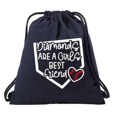 Funny Diamonds Are A Girls Best Friend Baseball Softball Mom Drawstring Bag