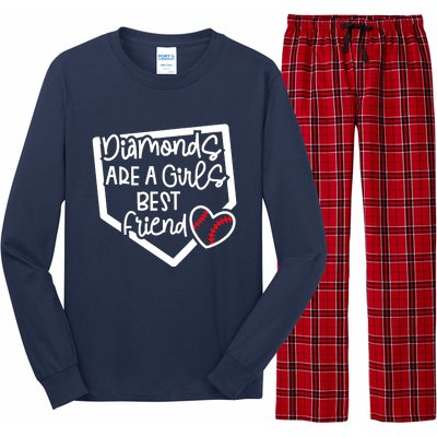 Funny Diamonds Are A Girls Best Friend Baseball Softball Mom Long Sleeve Pajama Set