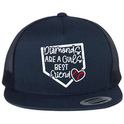 Funny Diamonds Are A Girls Best Friend Baseball Softball Mom Flat Bill Trucker Hat