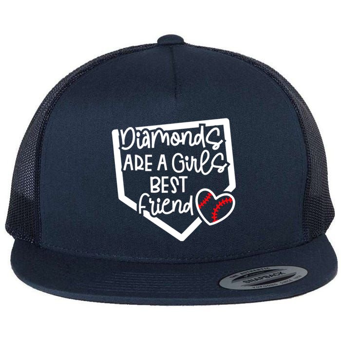 Funny Diamonds Are A Girls Best Friend Baseball Softball Mom Flat Bill Trucker Hat