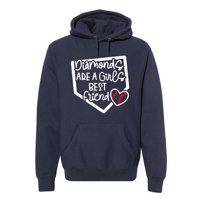 Funny Diamonds Are A Girls Best Friend Baseball Softball Mom Premium Hoodie