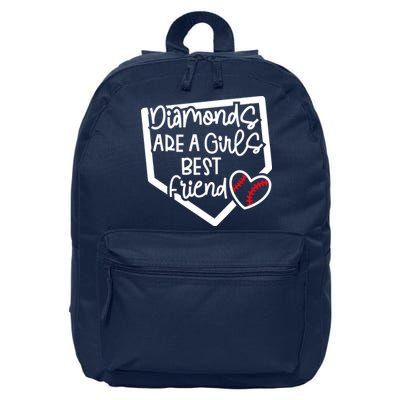 Funny Diamonds Are A Girls Best Friend Baseball Softball Mom 16 in Basic Backpack