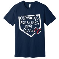 Funny Diamonds Are A Girls Best Friend Baseball Softball Mom Premium T-Shirt