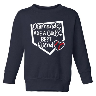 Funny Diamonds Are A Girls Best Friend Baseball Softball Mom Toddler Sweatshirt