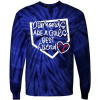 Funny Diamonds Are A Girls Best Friend Baseball Softball Mom Tie-Dye Long Sleeve Shirt