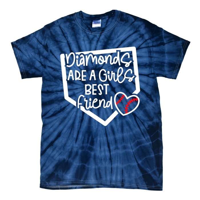 Funny Diamonds Are A Girls Best Friend Baseball Softball Mom Tie-Dye T-Shirt