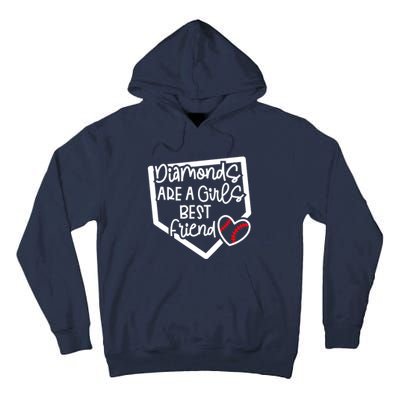 Funny Diamonds Are A Girls Best Friend Baseball Softball Mom Tall Hoodie