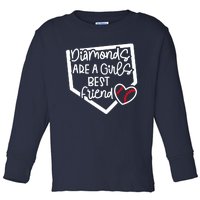 Funny Diamonds Are A Girls Best Friend Baseball Softball Mom Toddler Long Sleeve Shirt