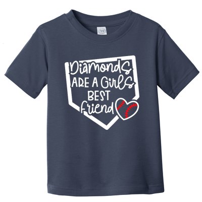 Funny Diamonds Are A Girls Best Friend Baseball Softball Mom Toddler T-Shirt