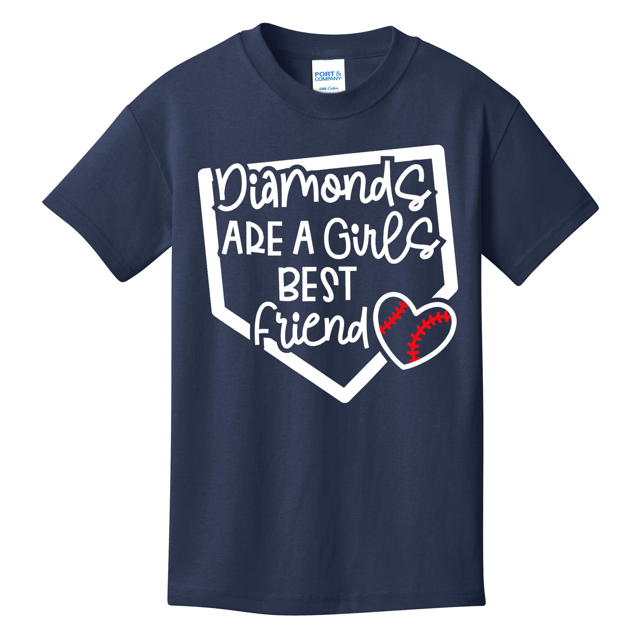 Funny Diamonds Are A Girls Best Friend Baseball Softball Mom Kids T-Shirt