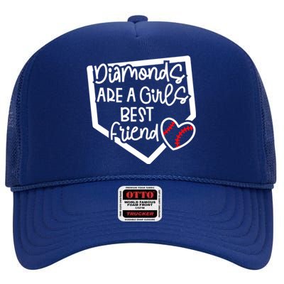 Funny Diamonds Are A Girls Best Friend Baseball Softball Mom High Crown Mesh Back Trucker Hat