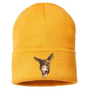 Funny Donkey Art For Donkey Lover Farm Animal Sustainable Knit Beanie