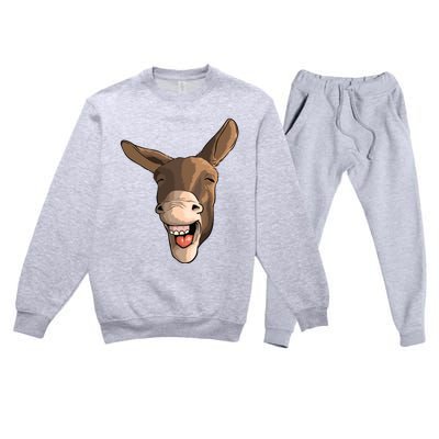 Funny Donkey Art For Donkey Lover Farm Animal Premium Crewneck Sweatsuit Set