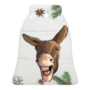 Funny Donkey Art For Donkey Lover Farm Animal Ceramic Bell Ornament