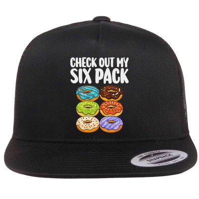 Funny Donut Art For Women Doughnut Lover Gym Six Pack Flat Bill Trucker Hat