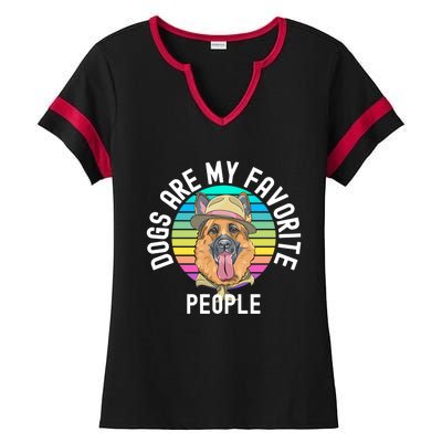 Funny Dogs Are My Favorite People Gift Ladies Halftime Notch Neck Tee