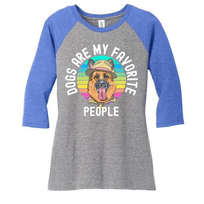 Funny Dogs Are My Favorite People Gift Women's Tri-Blend 3/4-Sleeve Raglan Shirt