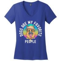 Funny Dogs Are My Favorite People Gift Women's V-Neck T-Shirt