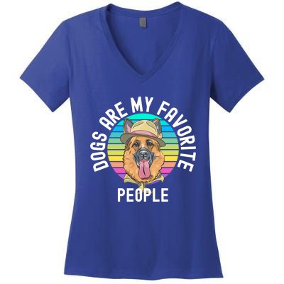 Funny Dogs Are My Favorite People Gift Women's V-Neck T-Shirt