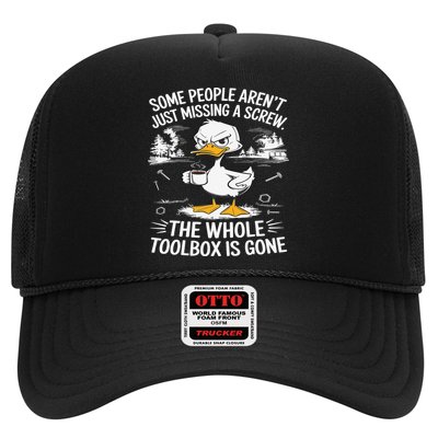 Funny Duck Arent Missing A Screw The Whole Toolbox Is Gone Gift Trucker Hat
