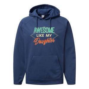 Fathers Day Awesome Like My Daughter Funny Dad Daddy Papa Performance Fleece Hoodie