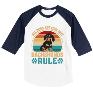 Funny Dachsh All Dogs Are Cool Dachshunds Rule Baseball Sleeve Shirt