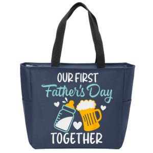 Funny Dad And Son Our First Fathers Day Together Zip Tote Bag