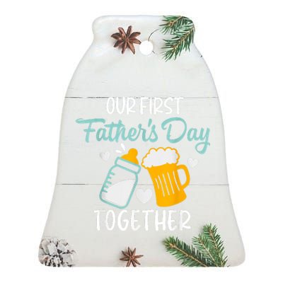 Funny Dad And Son Our First Fathers Day Together Ceramic Bell Ornament