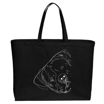 Funny Dog American Bulldog Cotton Canvas Jumbo Tote