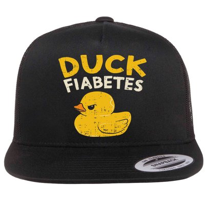 Funny Diabetes Awareness I Duck Fiabetes I Cool Rubber Duck Flat Bill Trucker Hat