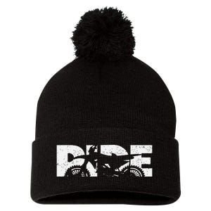 Funny Dirt Bike Motocross Motocross Dirt Bike Pom Pom 12in Knit Beanie