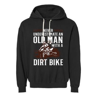 Funny Dirt Bike Art For Dirtbike Lover Men Grandpa Motorbike Garment-Dyed Fleece Hoodie