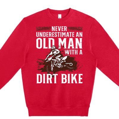 Funny Dirt Bike Art For Dirtbike Lover Men Grandpa Motorbike Premium Crewneck Sweatshirt