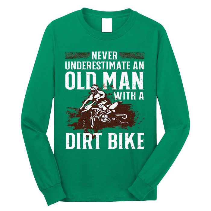 Funny Dirt Bike Art For Dirtbike Lover Men Grandpa Motorbike Long Sleeve Shirt