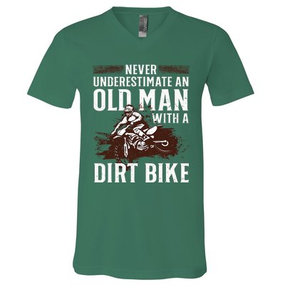 Funny Dirt Bike Art For Dirtbike Lover Men Grandpa Motorbike V-Neck T-Shirt