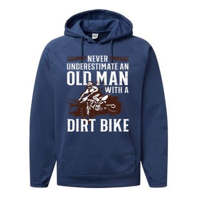 Funny Dirt Bike Art For Dirtbike Lover Men Grandpa Motorbike Performance Fleece Hoodie