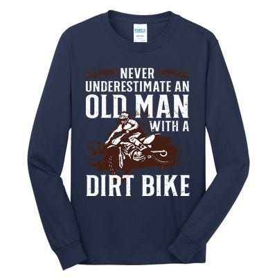 Funny Dirt Bike Art For Dirtbike Lover Men Grandpa Motorbike Tall Long Sleeve T-Shirt