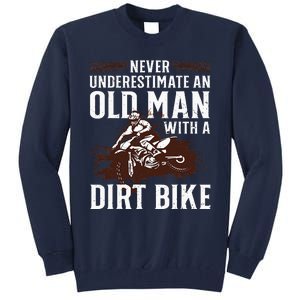 Funny Dirt Bike Art For Dirtbike Lover Men Grandpa Motorbike Tall Sweatshirt