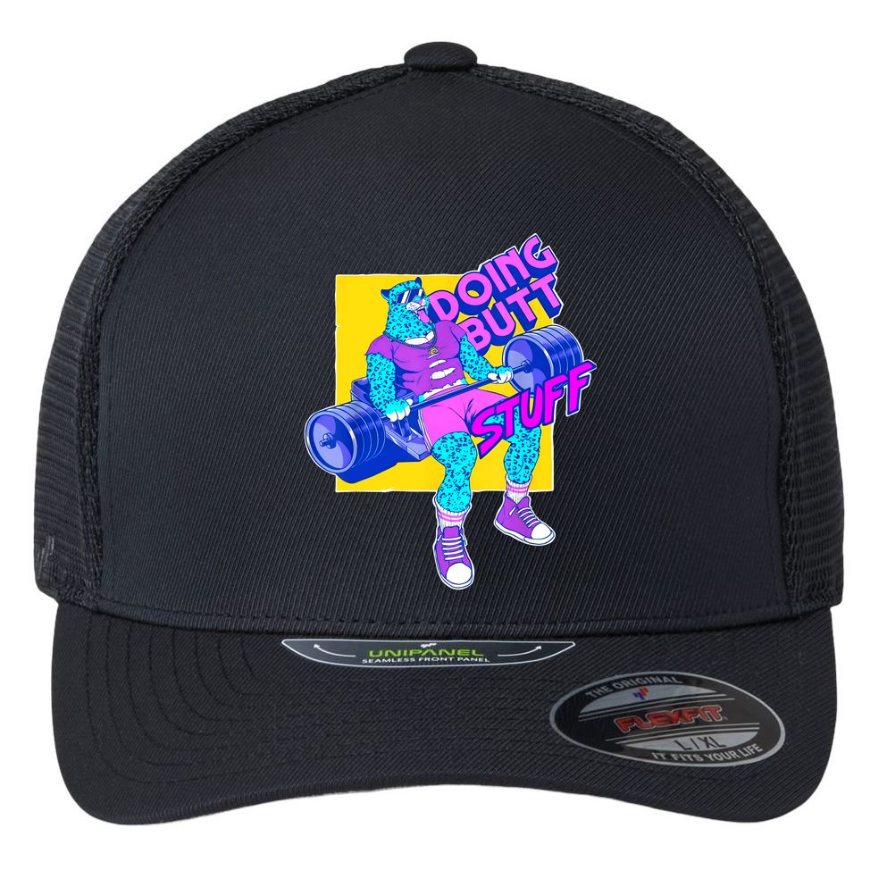 Funny Doing Butt Stuff Workout Bodybuilding Fitness Gym Flexfit Unipanel Trucker Cap