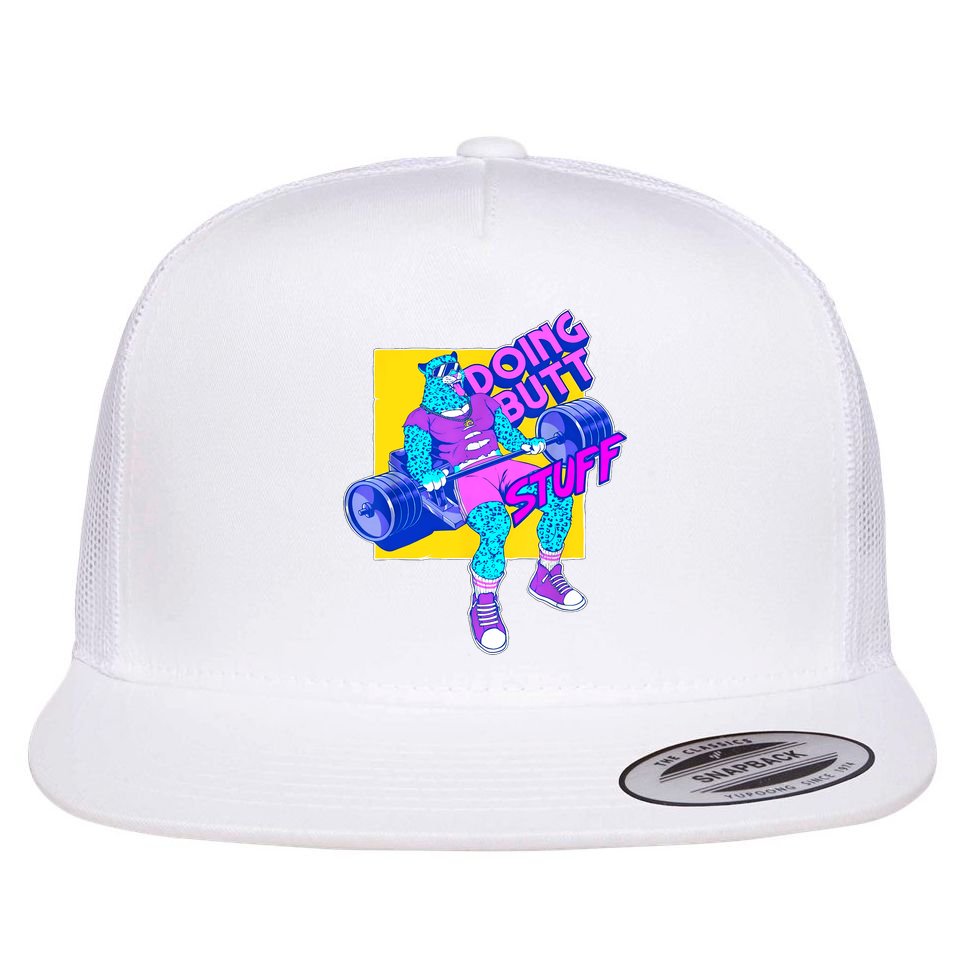 Funny Doing Butt Stuff Workout Bodybuilding Fitness Gym Flat Bill Trucker Hat