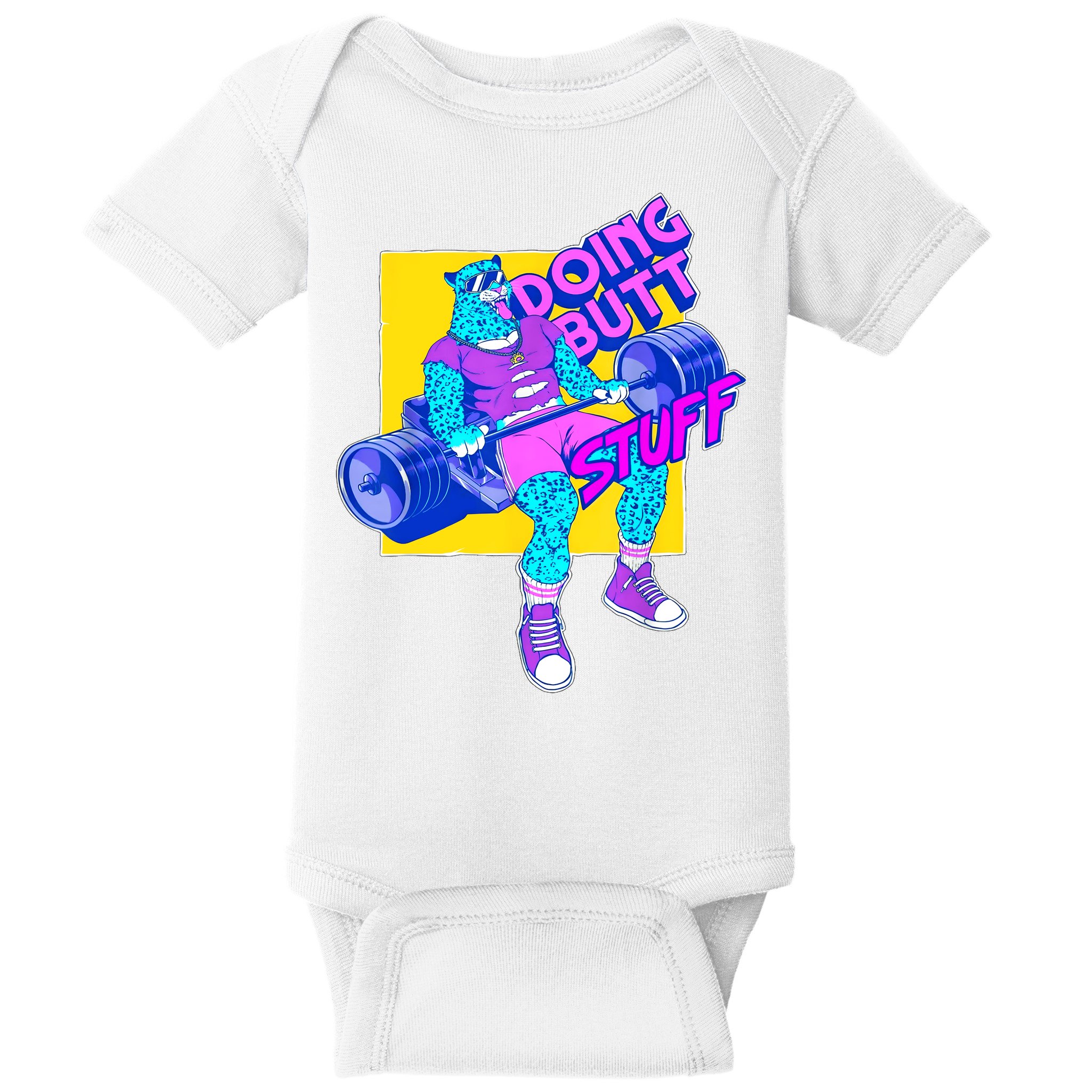 Funny Doing Butt Stuff Workout Bodybuilding Fitness Gym Baby Bodysuit